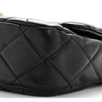 Lambskin Quilted Small Lacquered Chain Flap Black