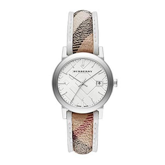 Burberry Ladies Watch The City Haymarket Strap silver 33mm