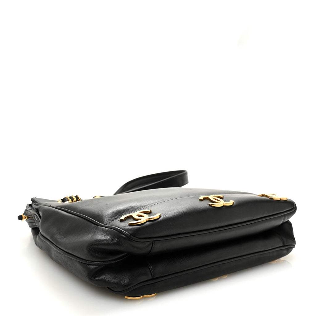 Lambskin Triple CC Shoulder Bag Black