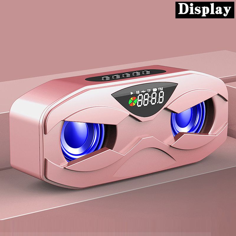 Robot Design Bluetooth Speaker LED Rhythm Flash Wireless Loudspeaker FM Radio Alarm Clock TF Card Support Subwoofer