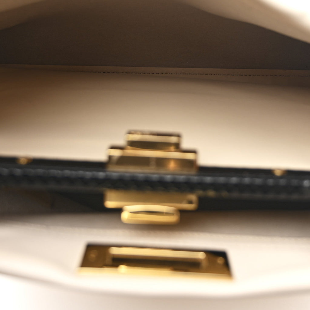 Vitello Seta Snakeskin Monster Eyes Medium Peekaboo Iconic Satchel  Amido Sand Black