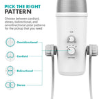 Movo UM700W White Desktop USB Microphone for Computer