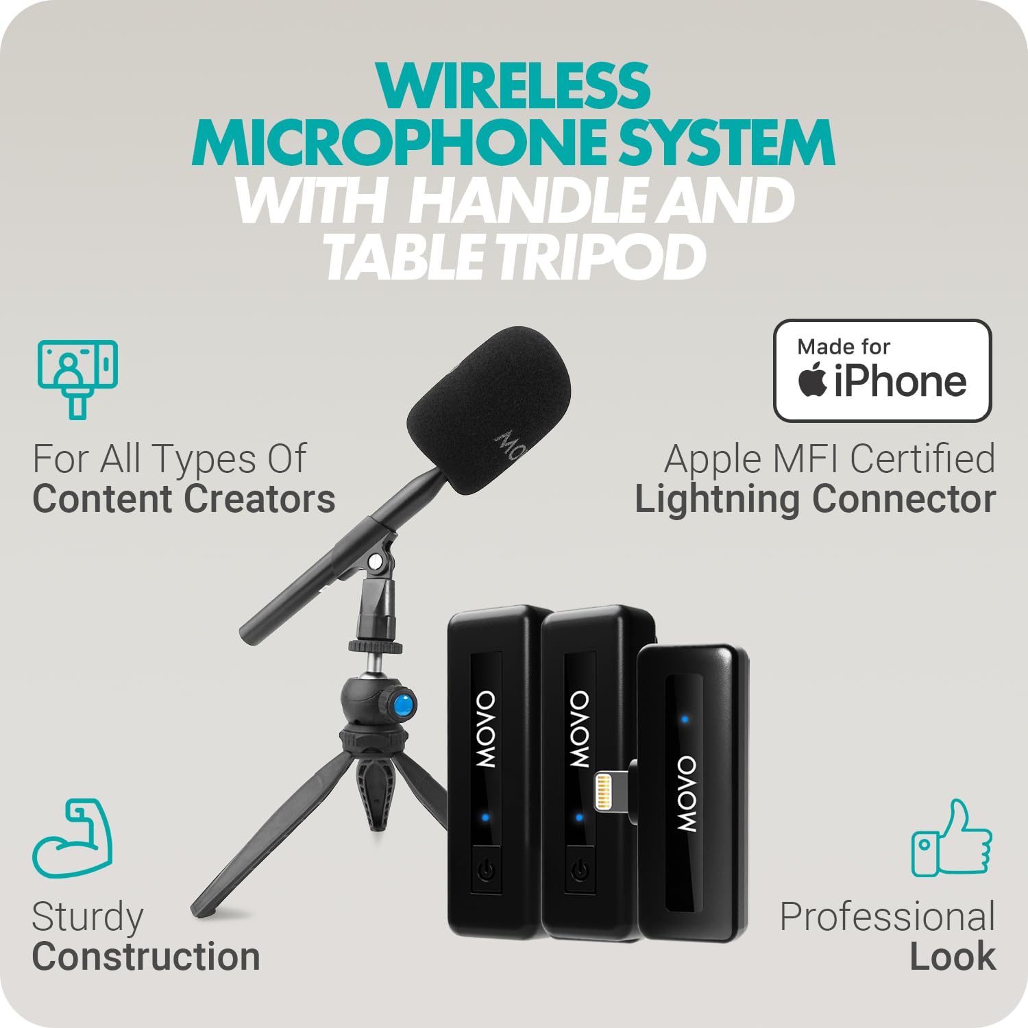 Movo Wireless Mini Mic Podcast Bundle Lightning