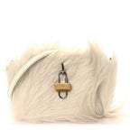 Faux Fur XS Lock Antigona Shoulder Bag White