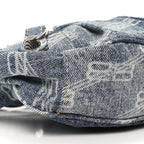 Bleached Denim BB Monogram Le Cagole Shoulder Bag XS Blue