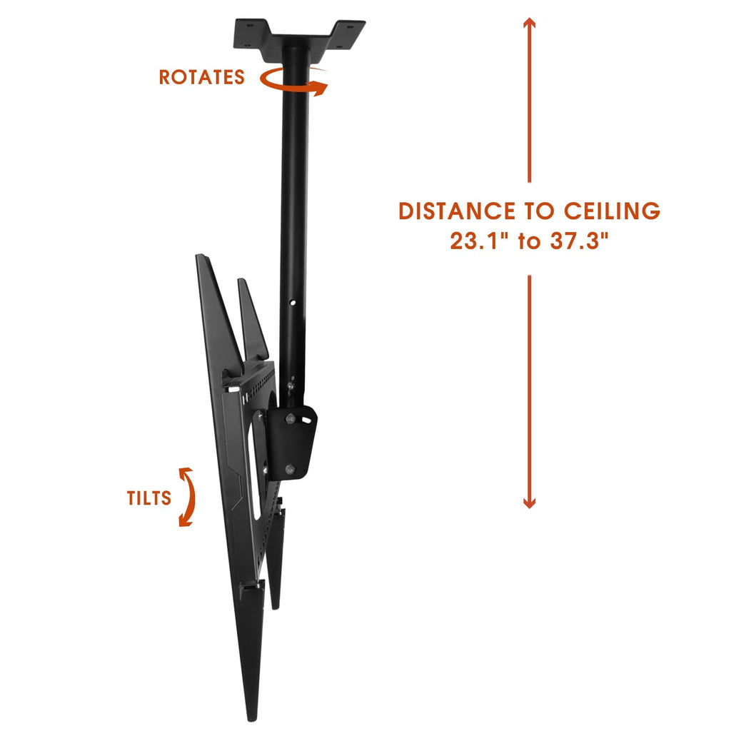 37-70 Inch Tilting And Rotating Adjustable Height Ceiling Television Mount for LED, LCD, and Plasma Screens