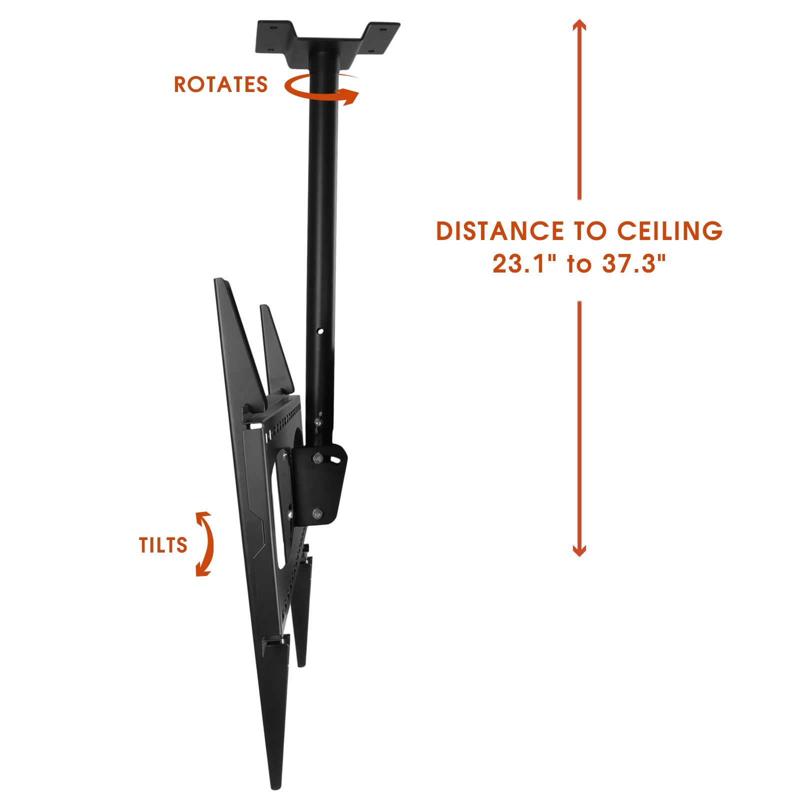 37-70 Inch Tilting And Rotating Adjustable Height Ceiling Television Mount for LED, LCD, and Plasma Screens