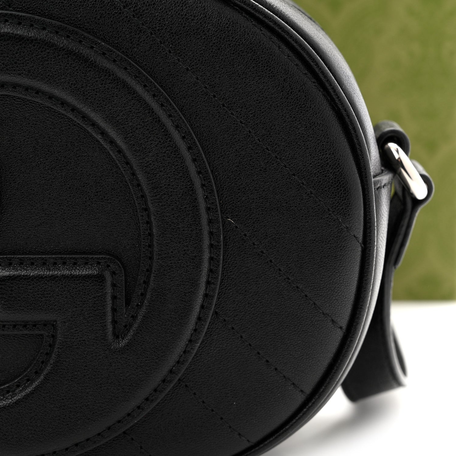 Sakai Be Green Calfskin Diagonal Stitched Mini Blondie Shoulder Bag Black