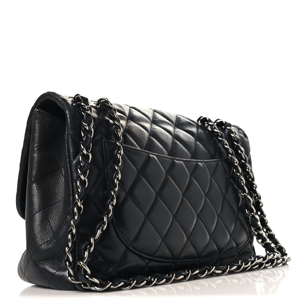 Lambskin Quilted Jumbo Single Flap Black