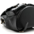 Shiny Caviar Quilted Medium Duma Pockets Drawstring Backpack Black