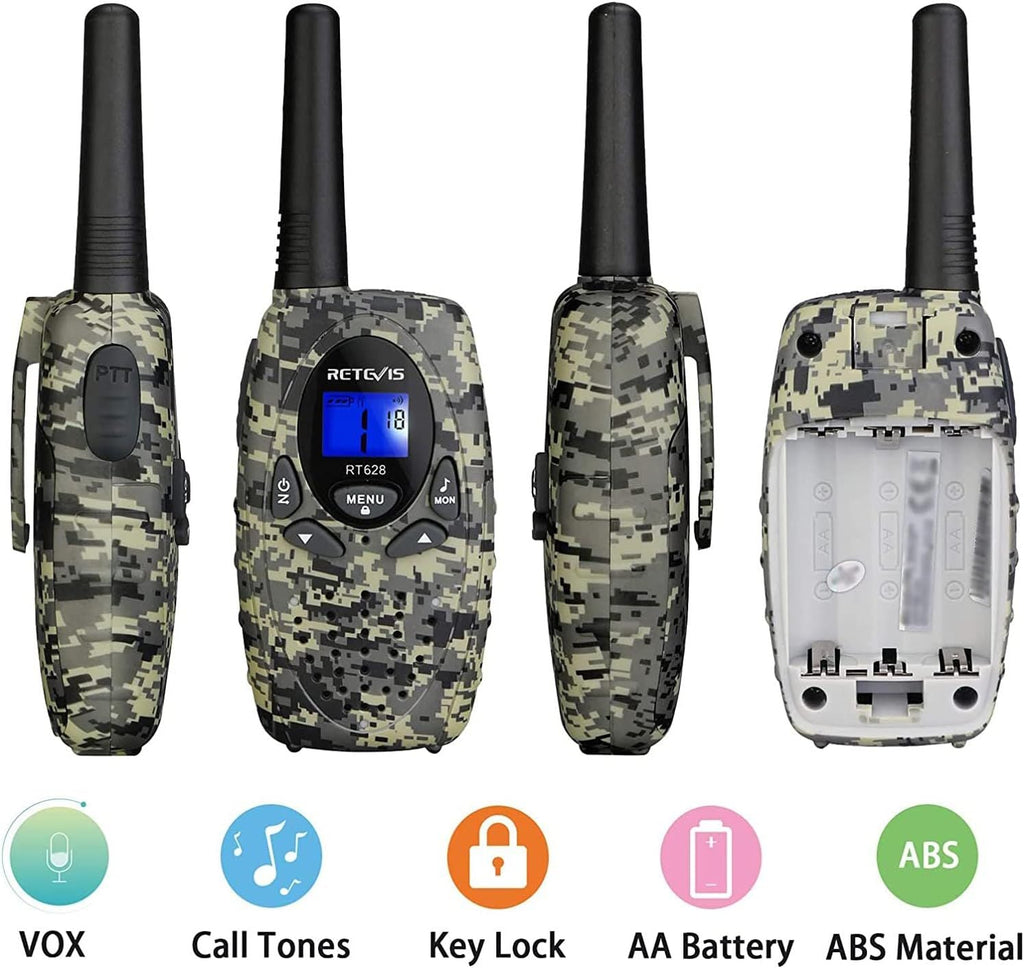 Kids Walkie Talkies,Army Toys for 6-12 Year Old Boys Girls,FRS Walky Talky with Key Lock,Gift for Outdoor Adventure Camping Hunt Trip(2 Pack,Camo)