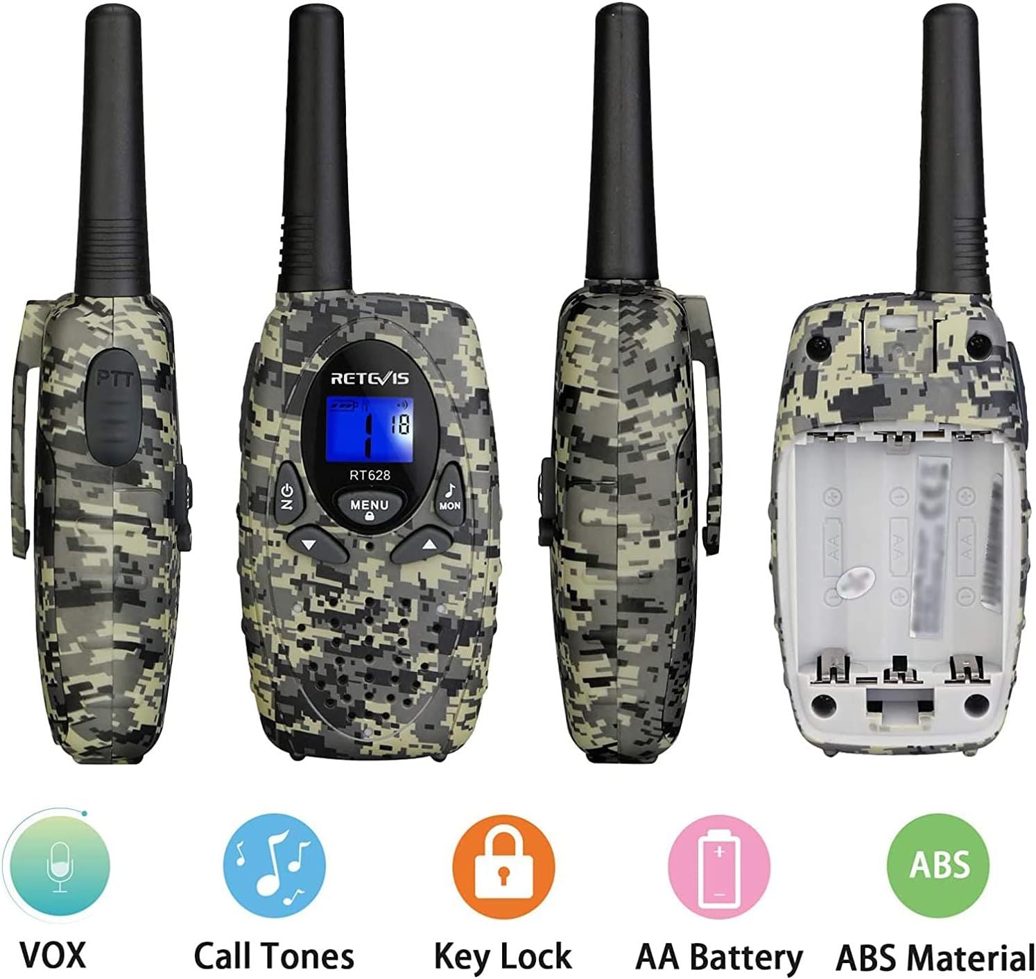 Kids Walkie Talkies,Army Toys for 6-12 Year Old Boys Girls,FRS Walky Talky with Key Lock,Gift for Outdoor Adventure Camping Hunt Trip(2 Pack,Camo)