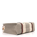 Cotton Calfskin Medium Woody Ribbon Tote White Brown