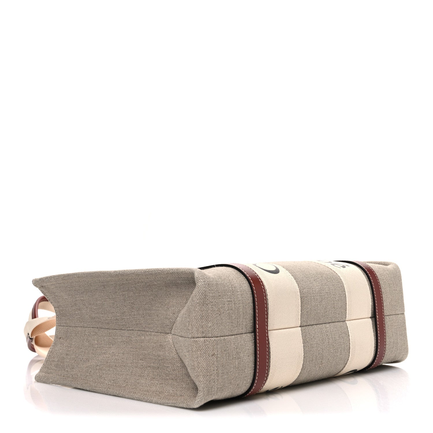 Cotton Calfskin Medium Woody Ribbon Tote White Brown