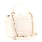 Lambskin Lacquered Quilted Small Trendy CC Dual Handle Flap Bag White