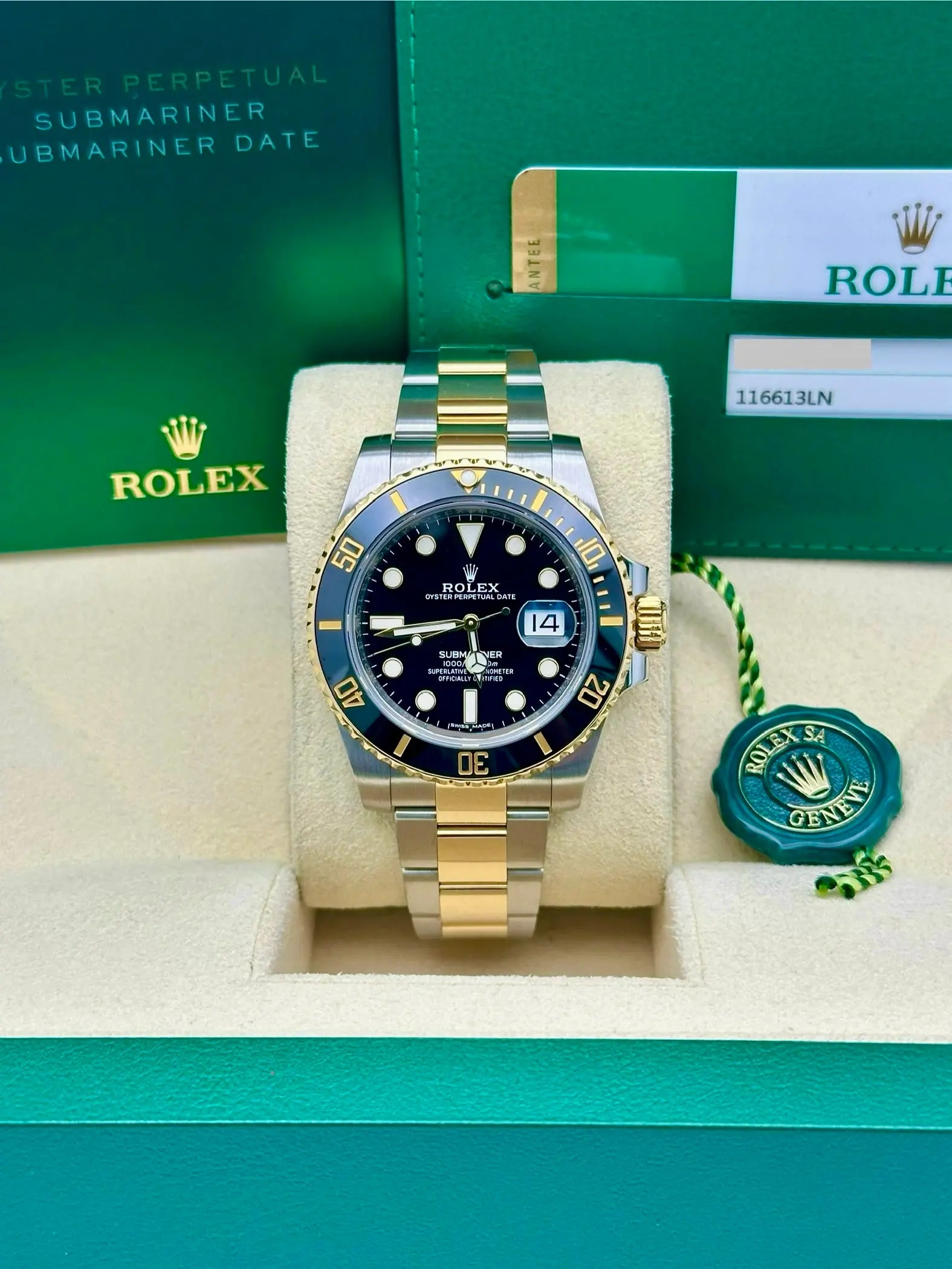 Rolex Steel and Gold Rolesor Submariner Date  - Black Dial - 116613LN