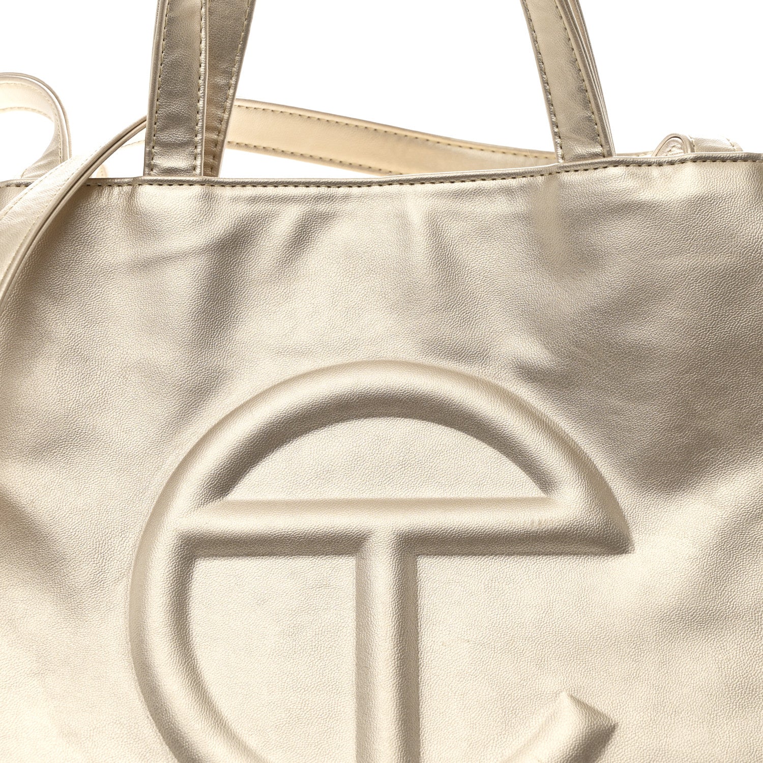 Metallic Vegan Leather Medium Shopping Bag Gold