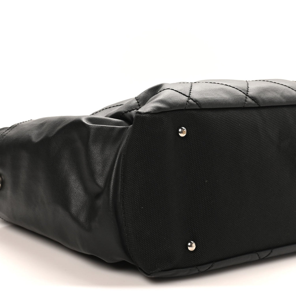 Coated Canvas Quilted Large Paris Biarritz Tote Black