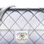 Metallic Lambskin Like A Wallet Flap Silvery Black