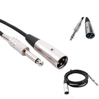 3-Pin Male To 1/4" Plug TS Microphone Mono Cable Unbalanced Shielded Audio - 6 ft