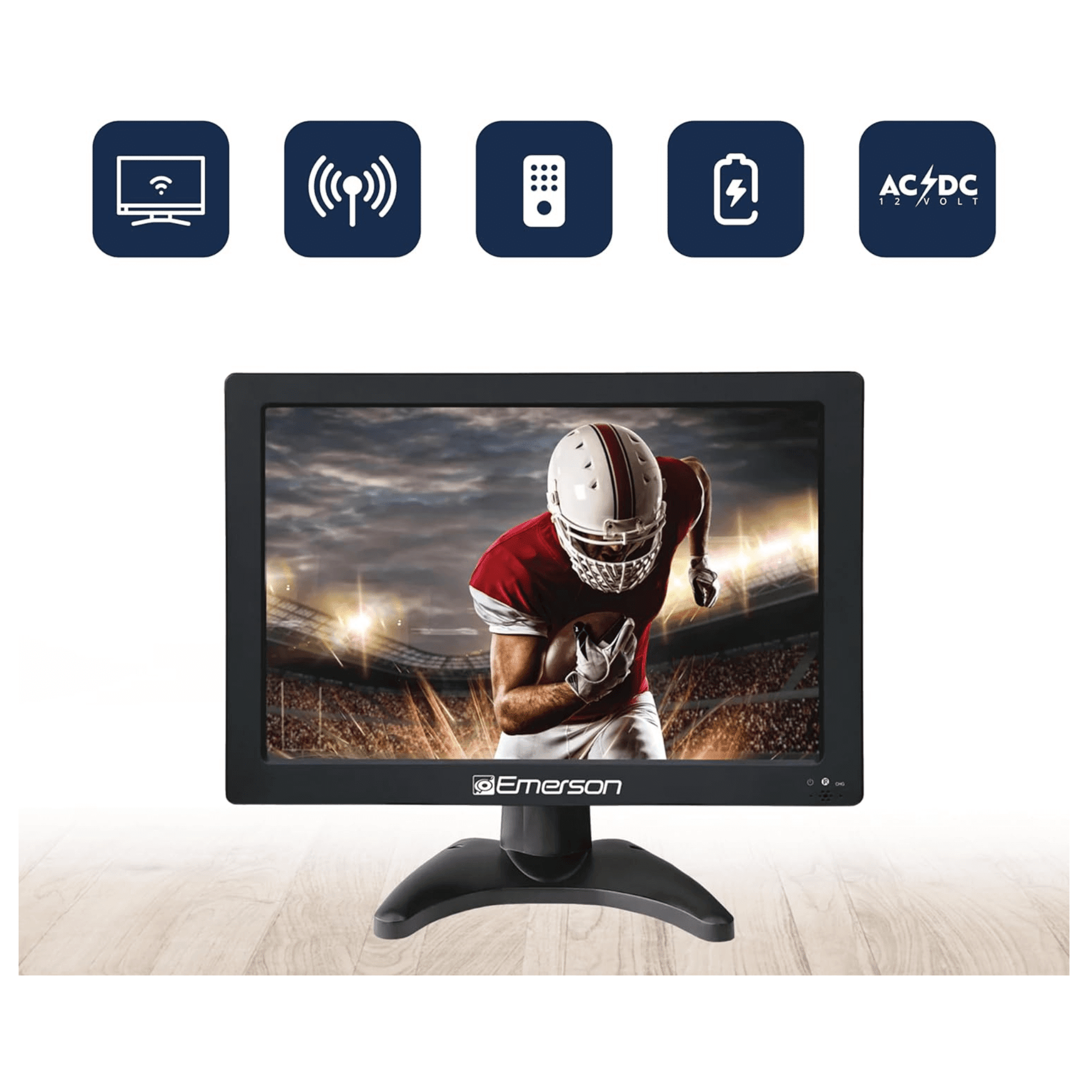 13.3" Portable Digital TV with 12V DC Car Adapter and Rechargeable Battery
