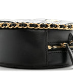 Lambskin Quilted Chain Around CC Round Clutch With Chain Black
