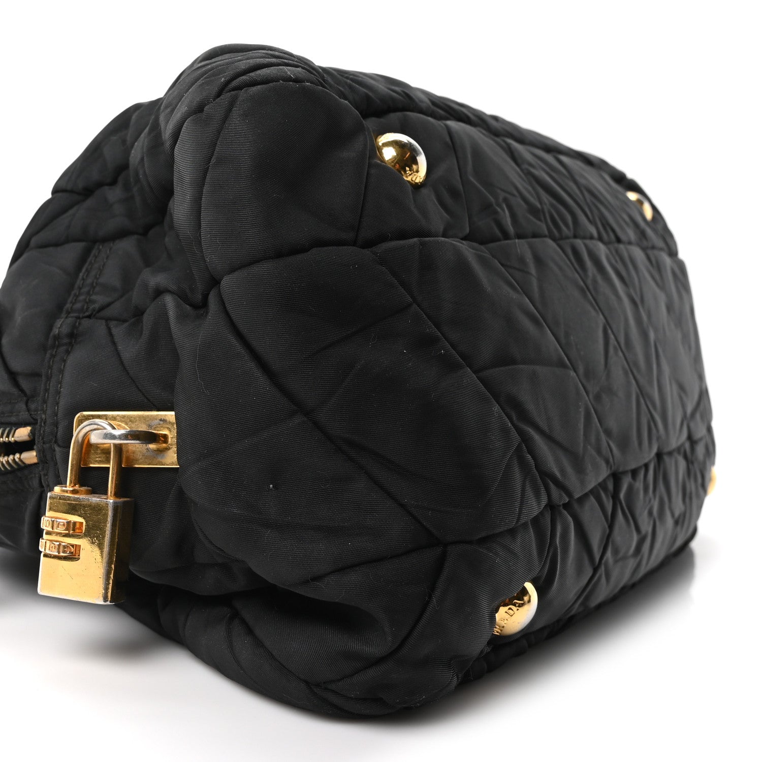 Tessuto Nylon Chevron Catena Bag Black