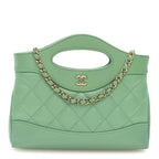 Shiny Lambskin Quilted Nano 31 Shopping Bag Green