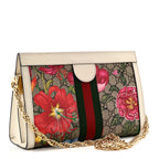 GG Supreme Monogram Flora Web Small Ophidia Chain Shoulder Bag White