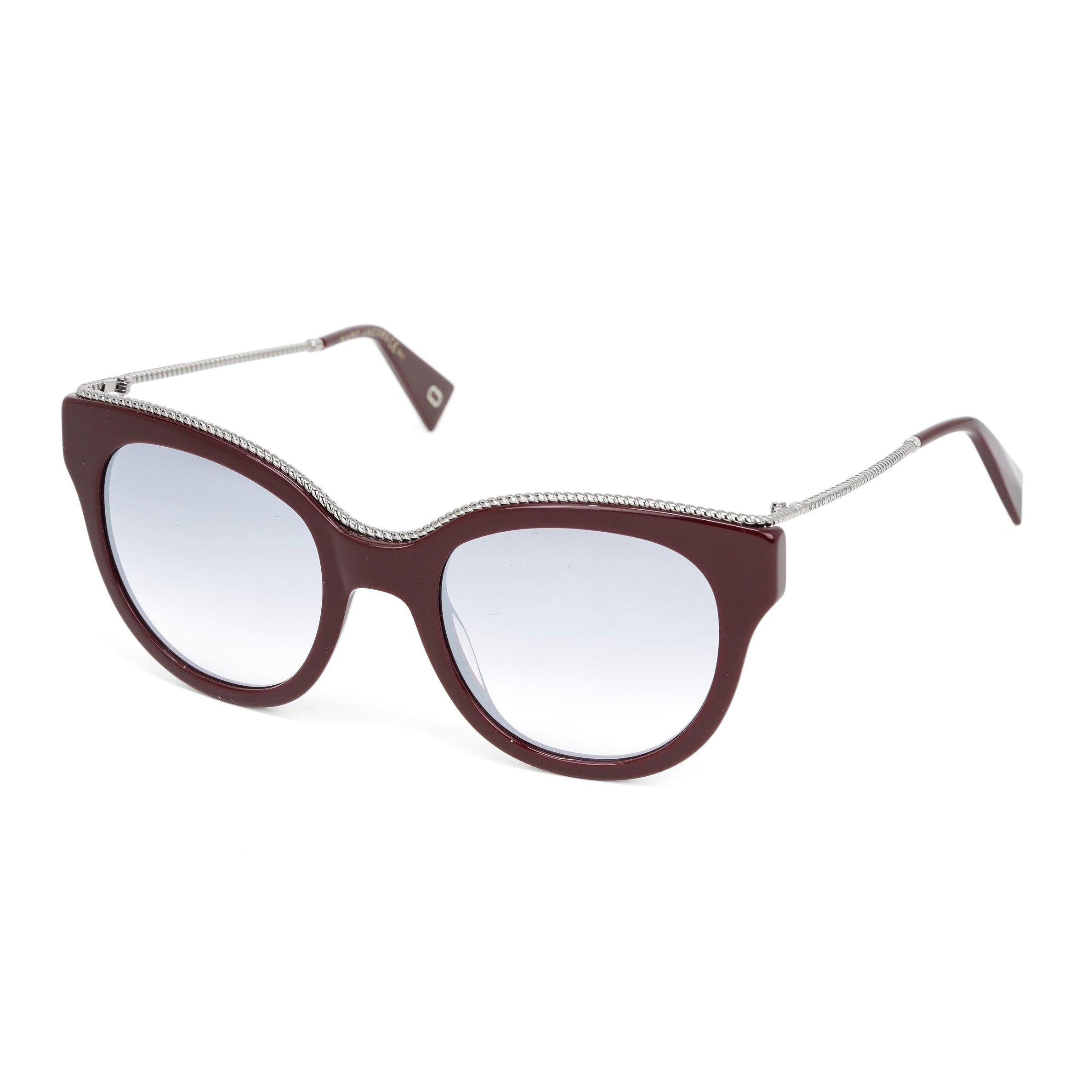 Marc Jacobs Women's Round Sunglasses Dark Red Mirrored Grey
