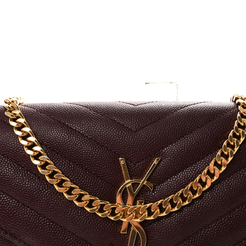 Grain De Poudre Matelasse Chevron Monogram Chain Wallet Rouge Legion