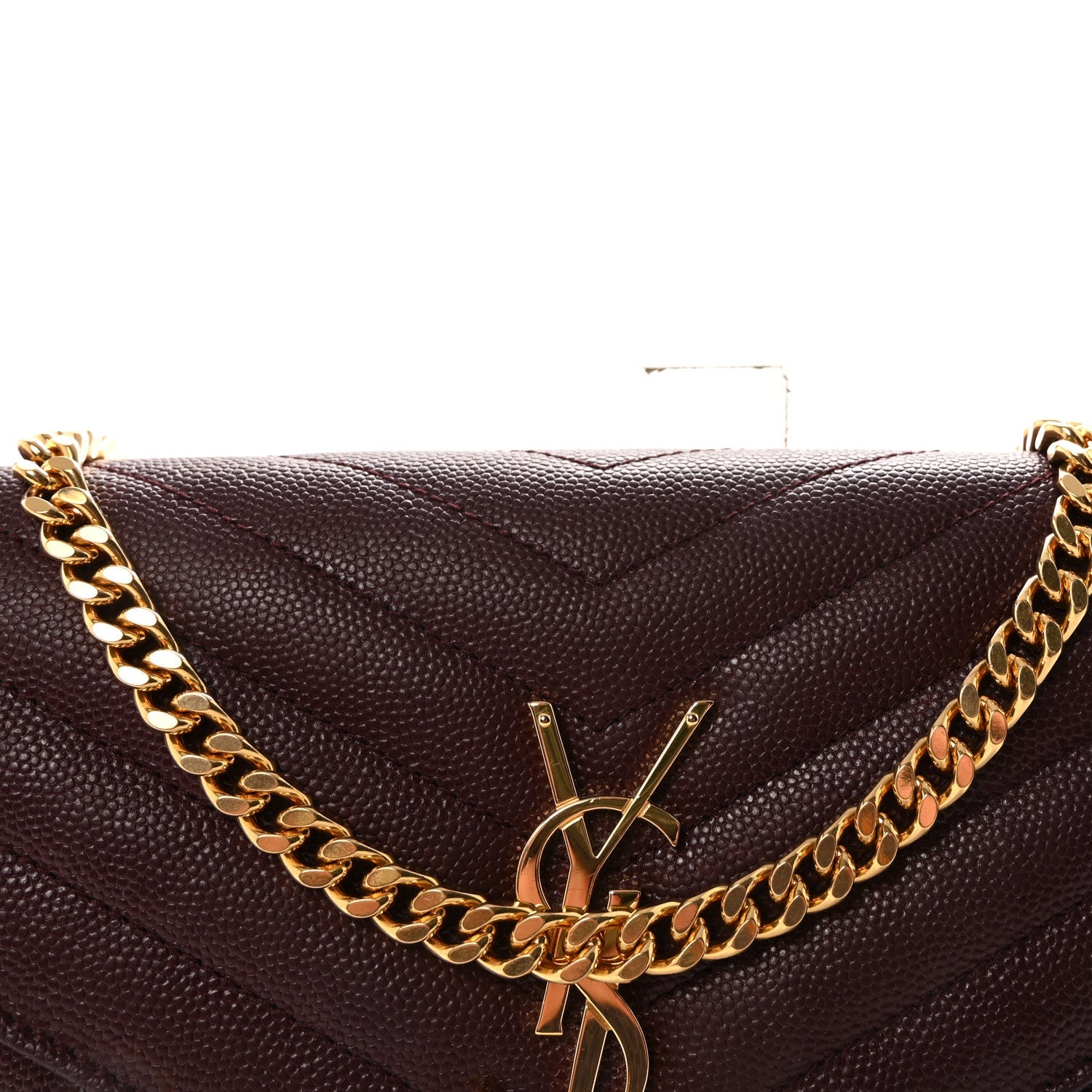 Grain De Poudre Matelasse Chevron Monogram Chain Wallet Rouge Legion