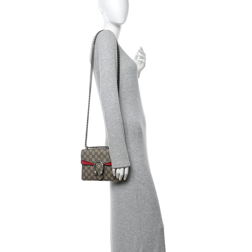 GG Supreme Monogram Mini Dionysus Shoulder Bag Hibiscus Red