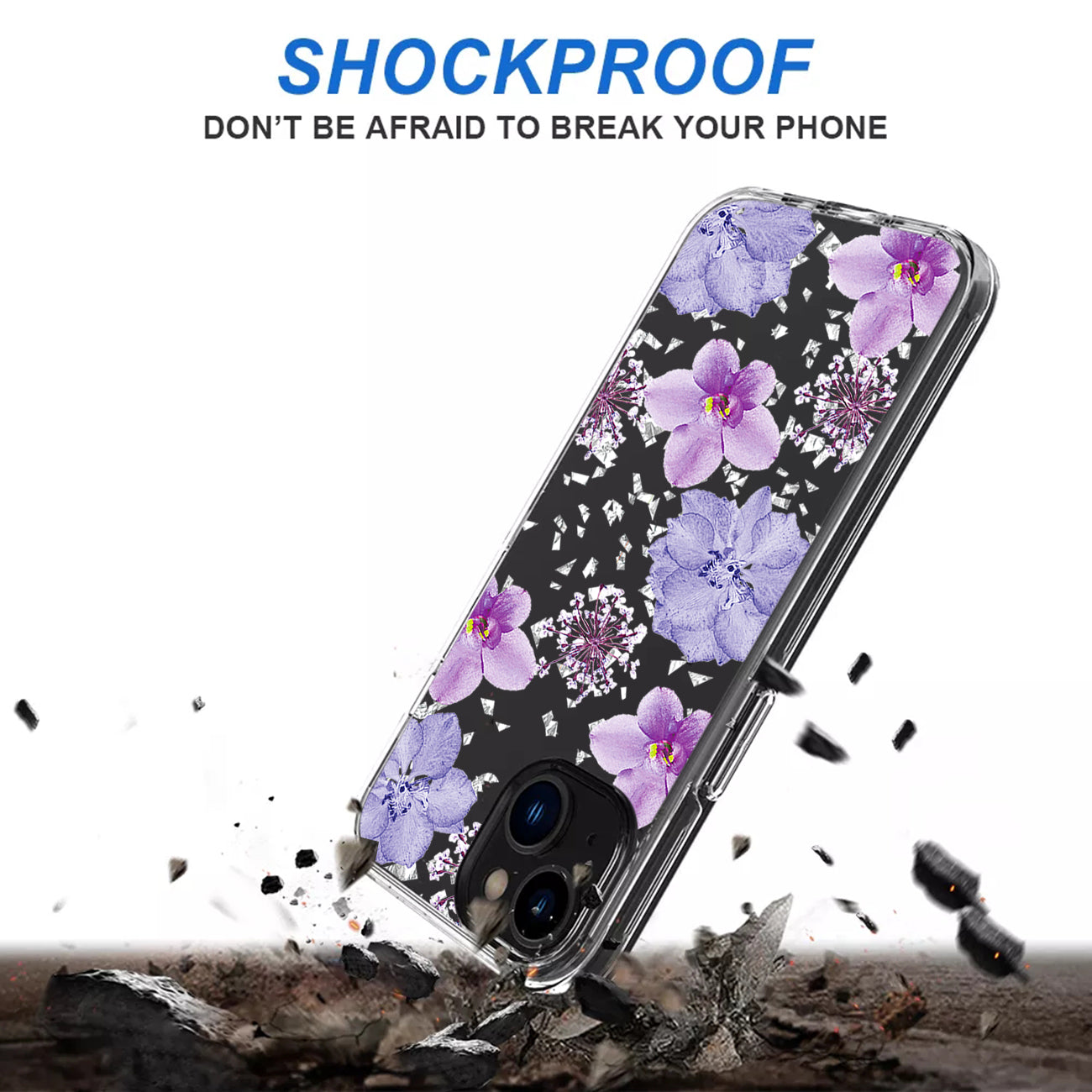 Pressed Dried Flower Design Phone Case For Iphone 14 Plus In Purple