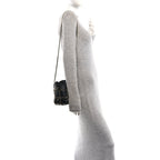 Lambskin Bucket Chain Drawstring Bag Black