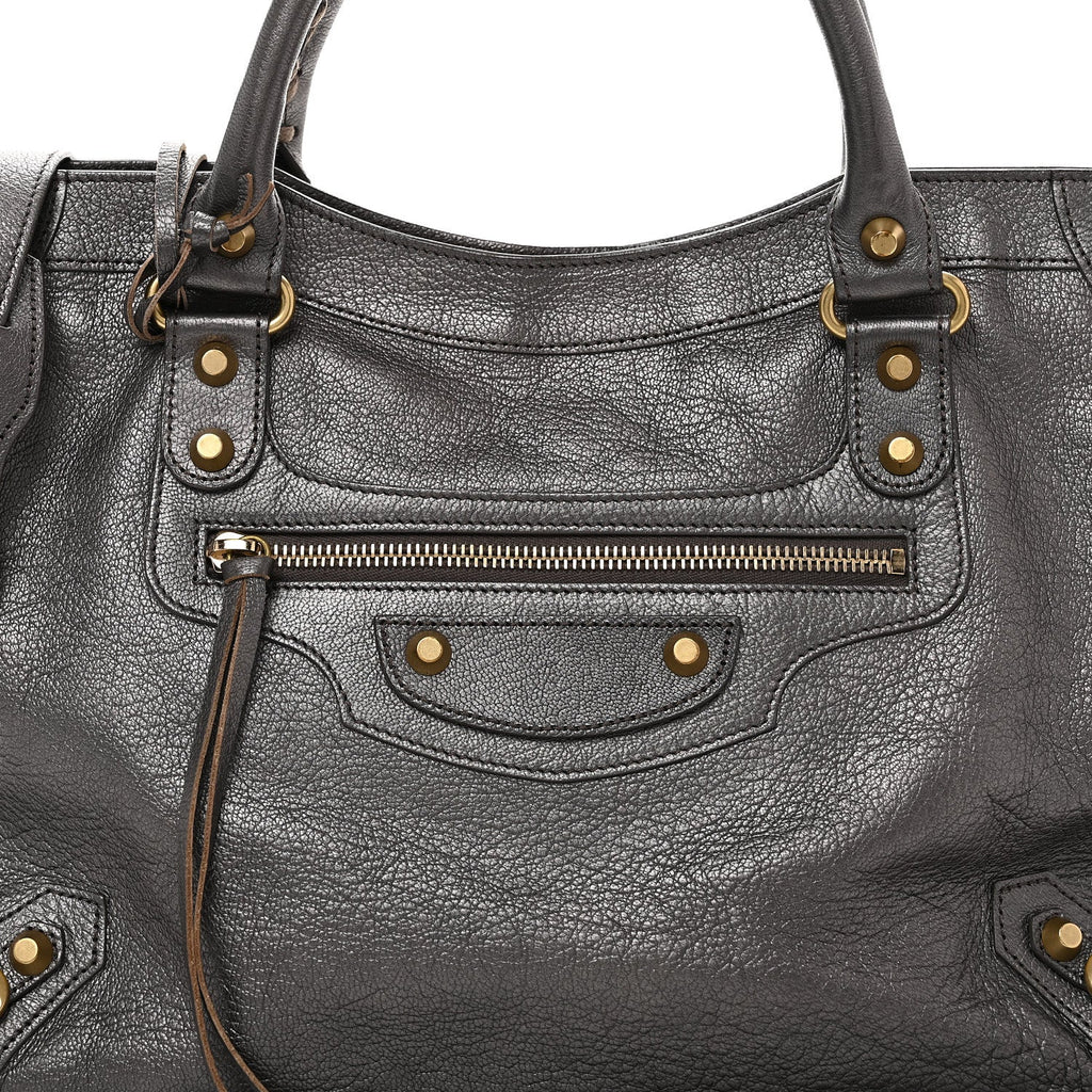 Pearlescent Goatskin Classic Gold Hardware City Bronze