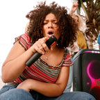 JBL PartyBox Stage 320 Portable Party Speaker Bundle with Wireless Microphone System (White)