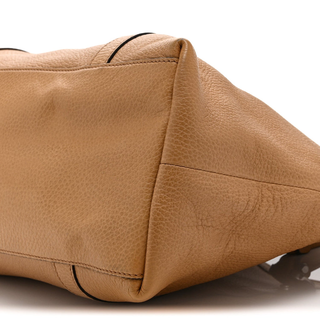 Pebbled Calfskin Medium GG Convertible Dome Satchel Beige