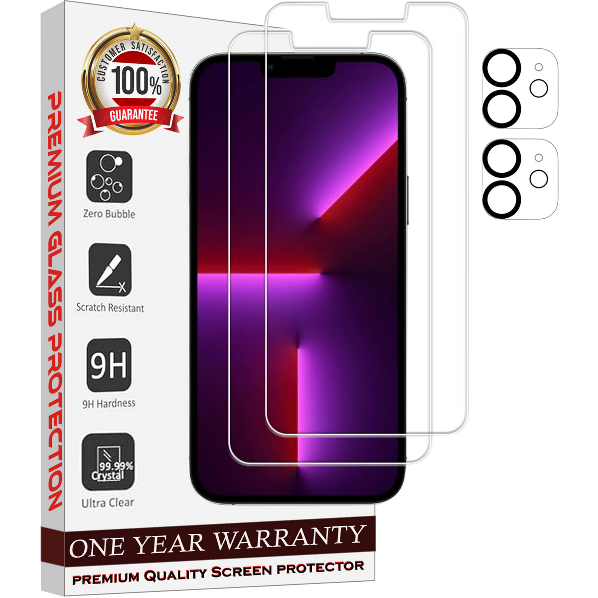 Entronix Clear Screen Protector & Camera Lens Protector Compatible with iPhone 12 - 4-Piece Combo