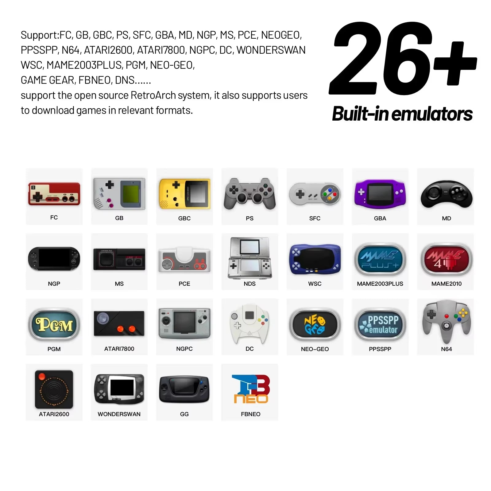 Smart Pro Handheld Game Console with 4.96'' IPS Screen, Linux System, Joystick, RGB Lighting - Retro Video Game Console Gift