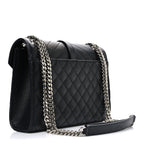 Grain De Poudre Textured Mixed Matelasse Triquilt Medium Monogram Satchel Black