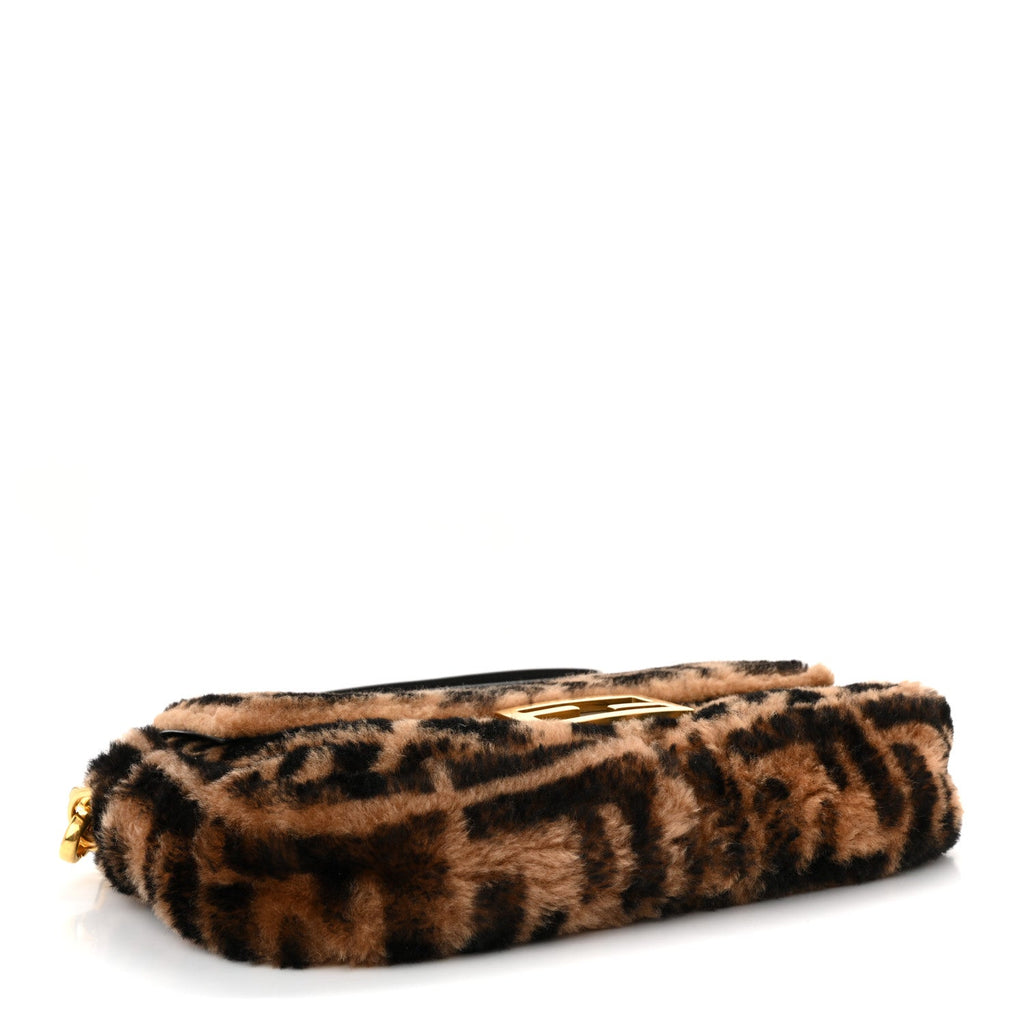 Shearling Vitello Dolce Macro FF 1974 Baguette Tobacco Black