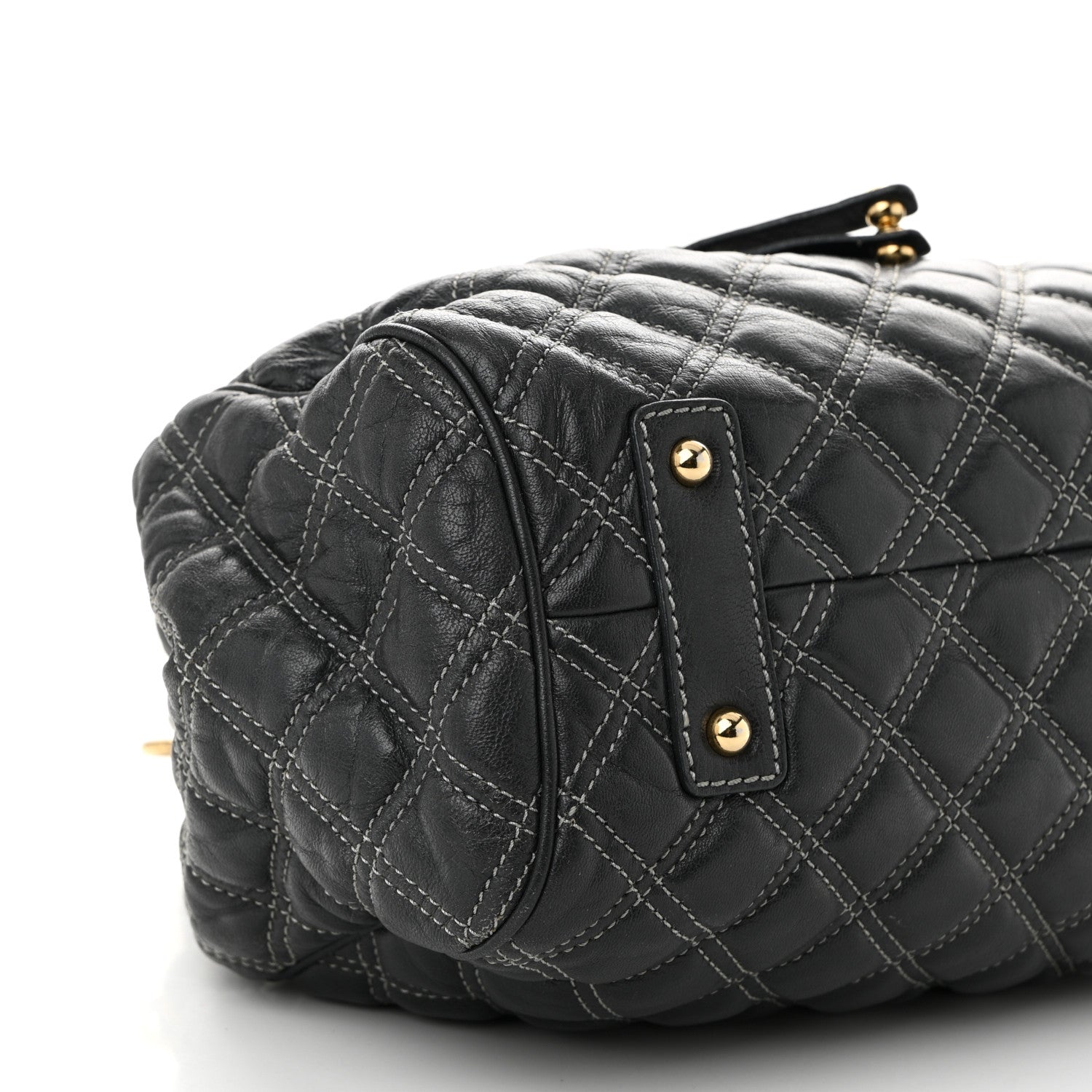 Calfskin Quilted Stam Dark Grey