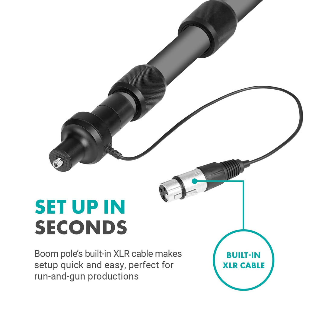 Movo Boom Mic Bundle - Shotgun Microphone with Telescoping Boom Pole and XLR Cable