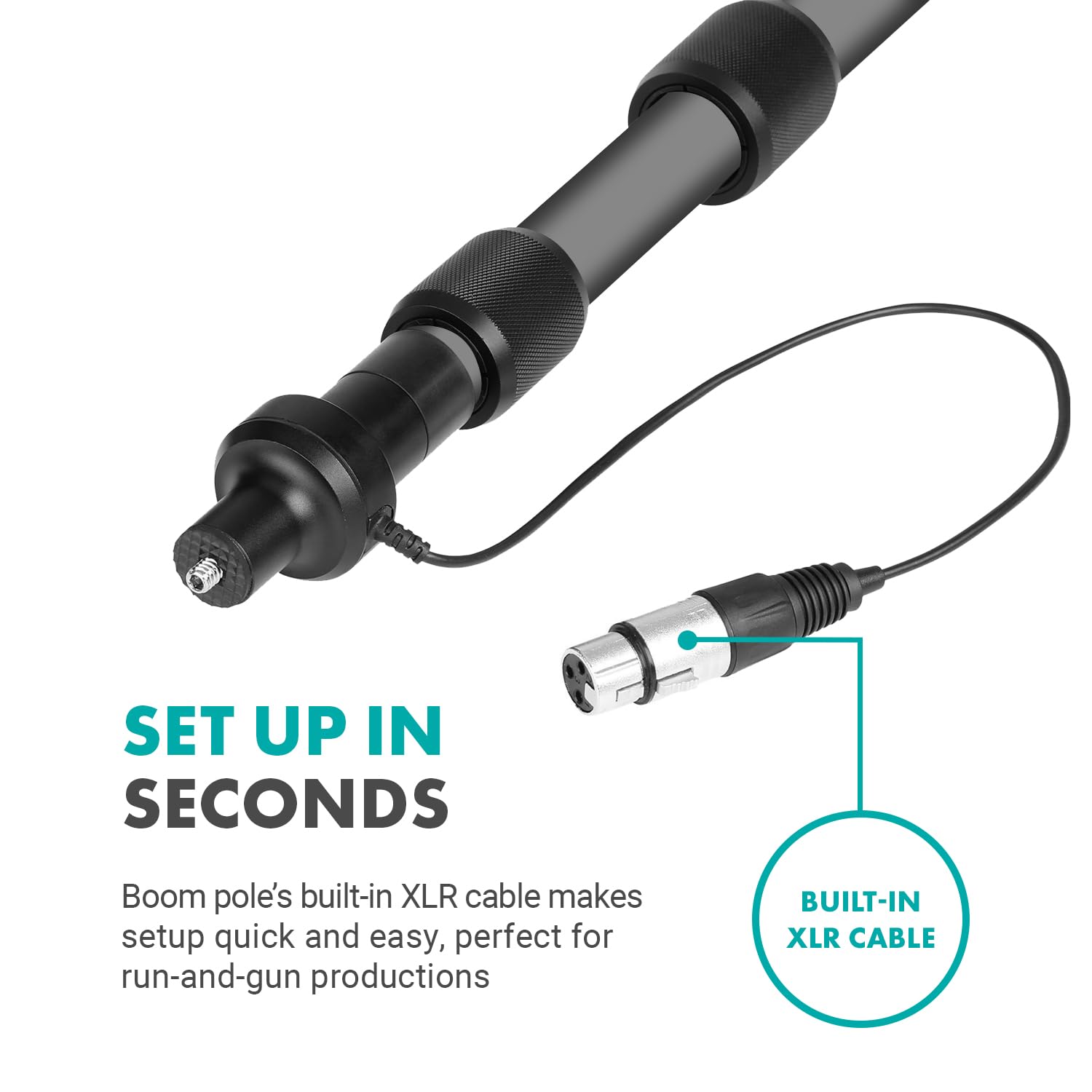 Movo Boom Mic Bundle - Shotgun Microphone with Telescoping Boom Pole and XLR Cable