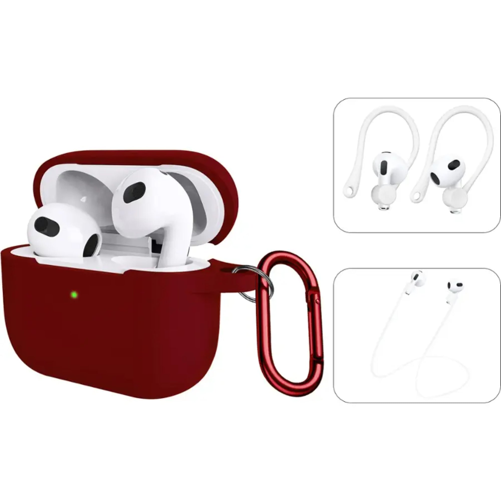 SAHARA - Venture Series Silicone Combo Kit Case for Apple AirPods (3rd Generation) - Burgundy
