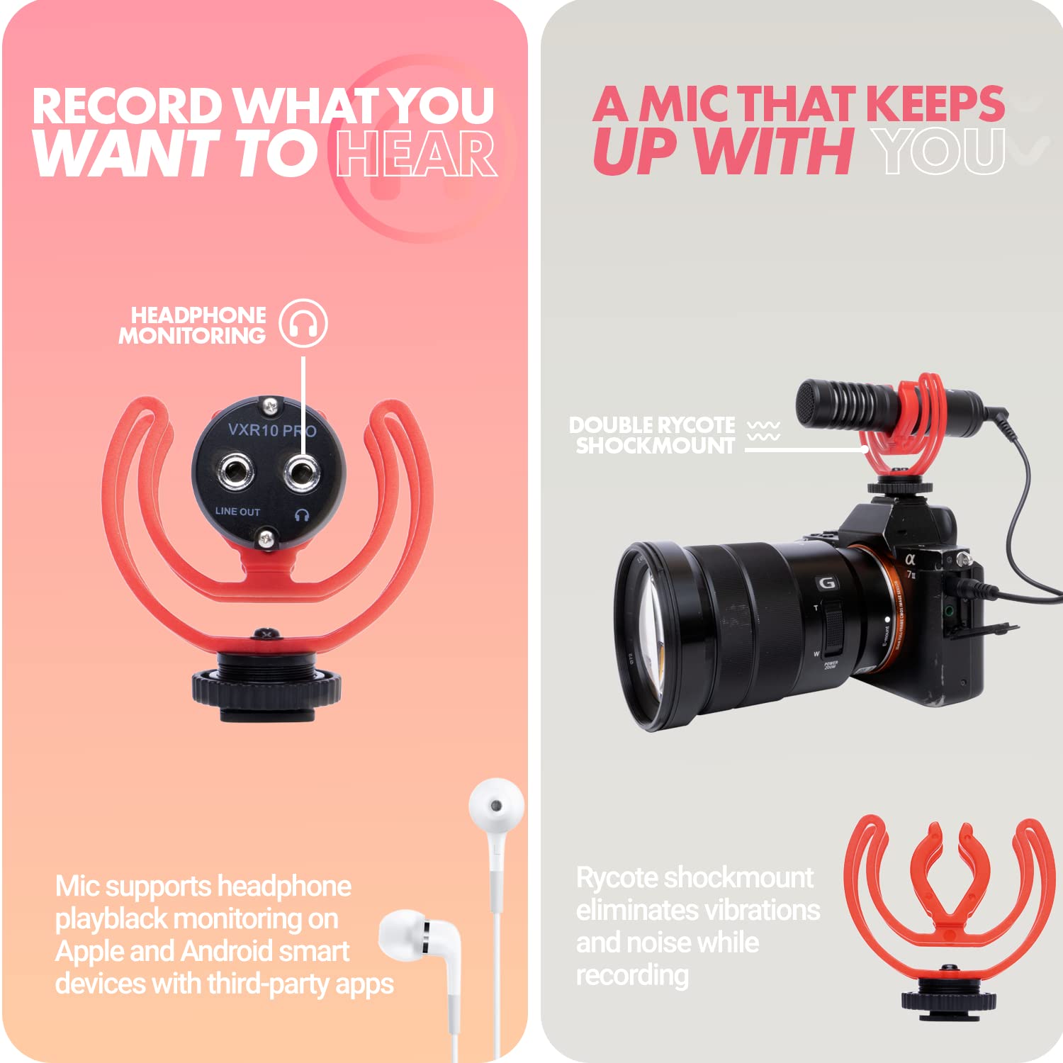 Movo VXR10-PRO Supercardioid Shotgun Microphone for Cameras and Smartphones