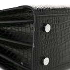 Calfskin Crocodile Embossed Baby Sac De Jour Black