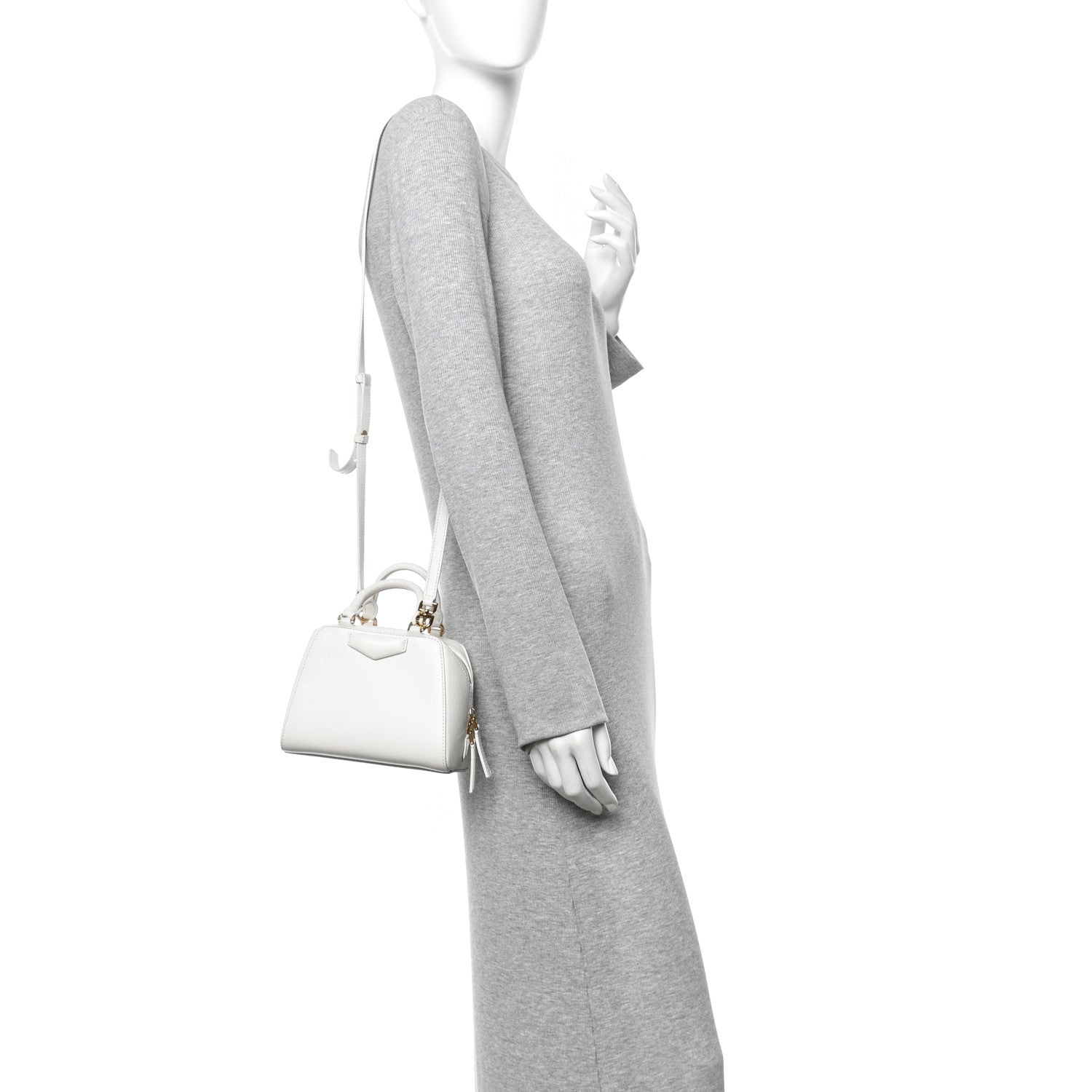 Tumbled Buffalo Micro Antigona Cube Bag White