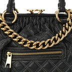 Calfskin Quilted Stam Dark Grey